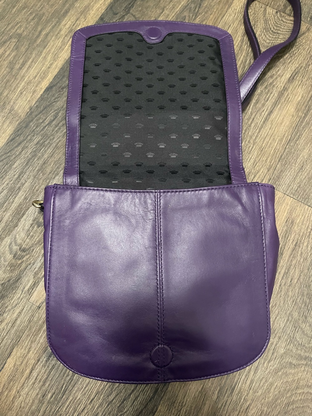 Vintage Juicy Couture Olvera Purple Carved Leather Crossbody Bag Y2K - Picture 6 of 14